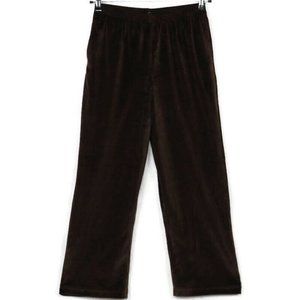 Alfred Dunner Velour Pants Brown Stretch Elastic Waist Petite 10 X 27 10P‎